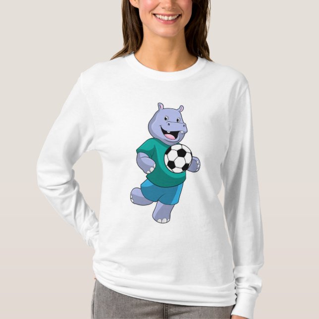 T-shirt Hippo comme joueur de football avec Soccer (Devant)