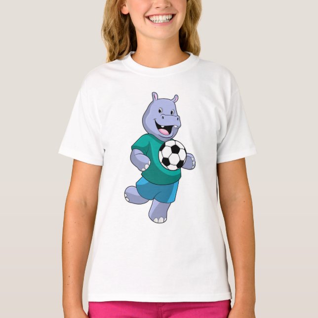 T-shirt Hippo comme joueur de football avec Soccer (Devant)
