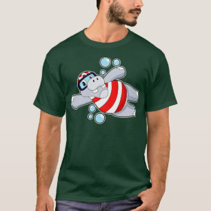 T-shirt Hippo Comme Plongeur Avec Des Lunettes De Baignade