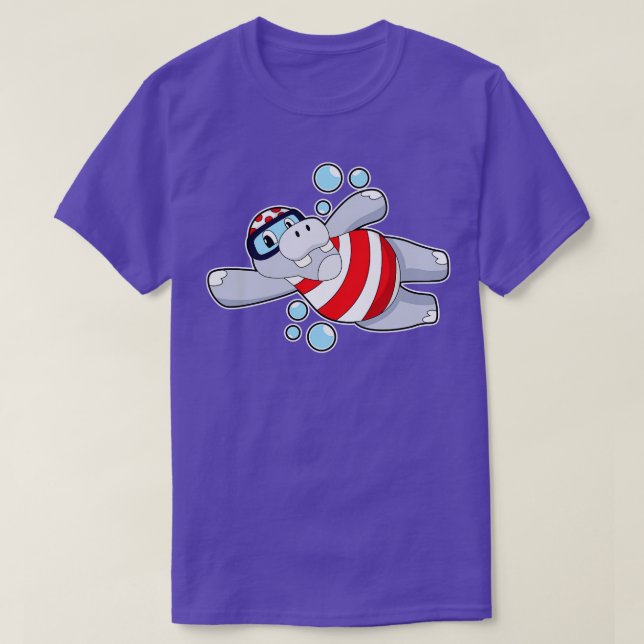 T-shirt Hippo Comme Plongeur Avec Des Lunettes De Baignade (Design devant)