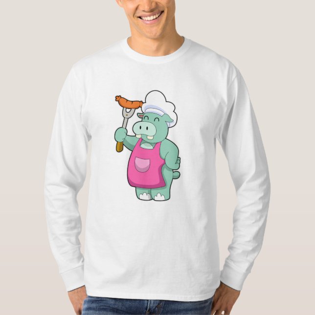 T-shirt Hippo cuisiner avec des saucisses (Devant)
