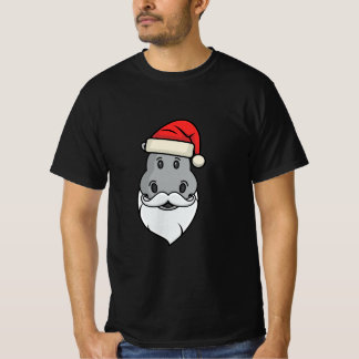 T-shirt hippo drôle avec barbe père Noël et casquette