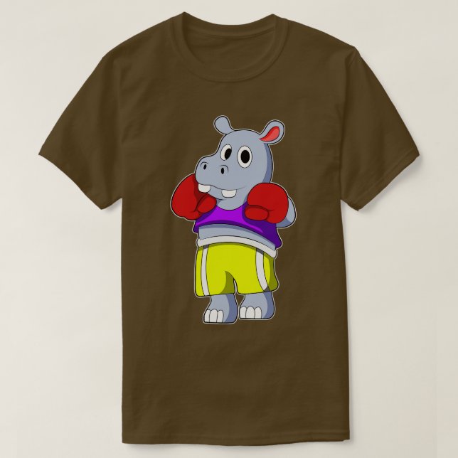 T-shirt Hippo en boîte avec gants de boxe (Design devant)