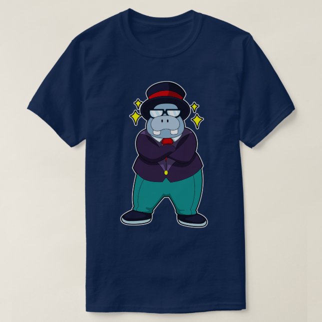 T-shirt Hippo en forme de chambre avec costume (Design devant)