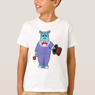 T-shirt Hippo en groom avec costume et Rose