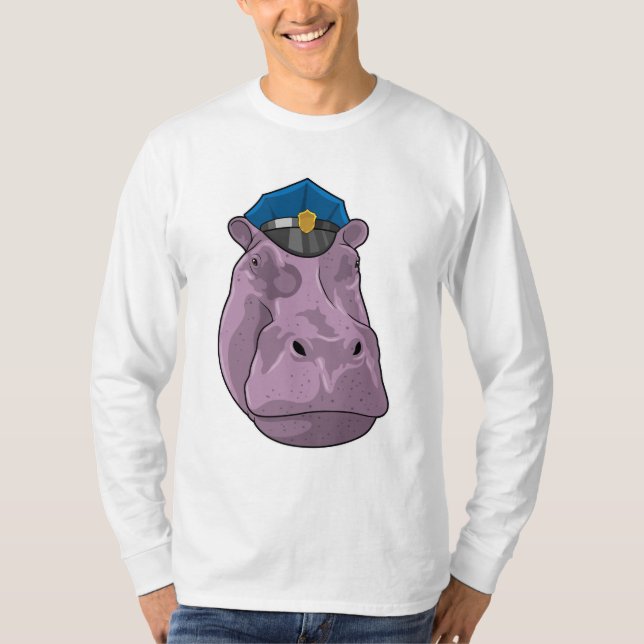T-shirt Hippo en tant que policier (Devant)