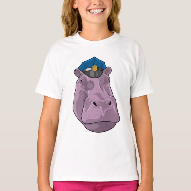 T-shirt Hippo en tant que policier (Devant)