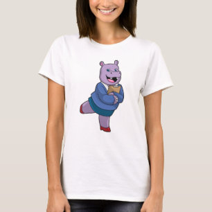 T-shirt Hippo en tant que secrétaire avec Bloc-notes