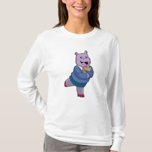 T-shirt Hippo en tant que secrétaire avec Bloc-notes
