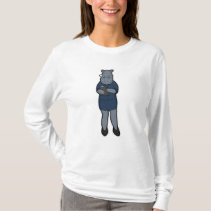 T-shirt Hippo en tant que secrétaire avec Bloc-notes et st