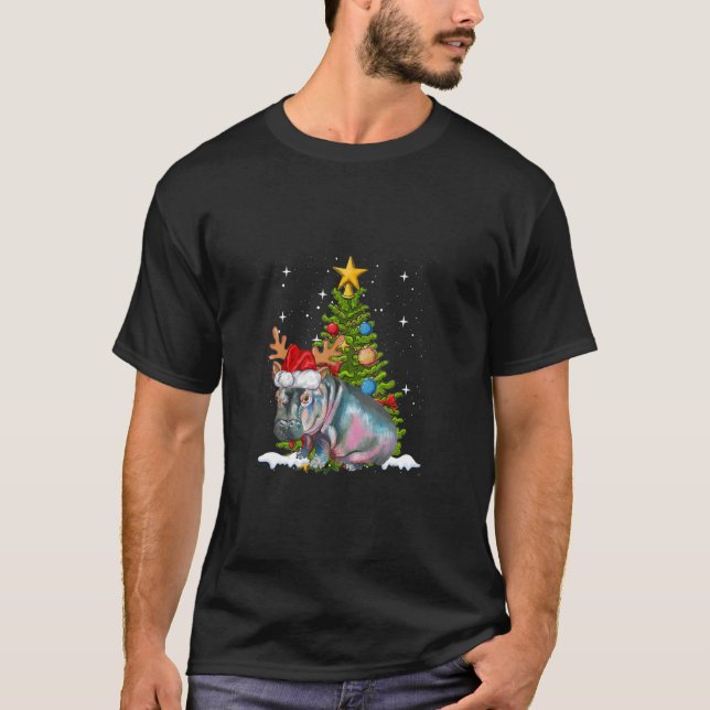 T-shirt Hippo Fiona Arbre de Noël Hippopotame  (Devant)
