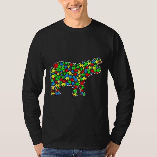 T-shirt Hippo Funny Puzzle Animaux Sensibilisation sur l'a (Devant)