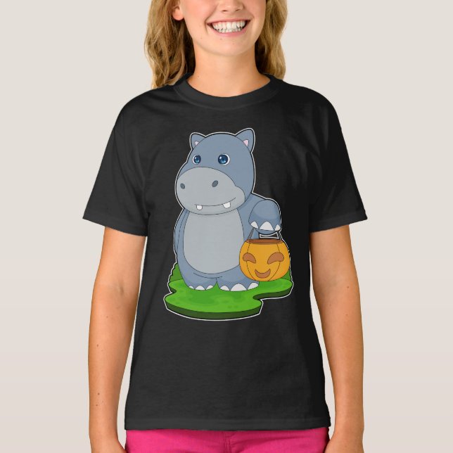 T-shirt Hippo Halloween Citrouille (Devant)