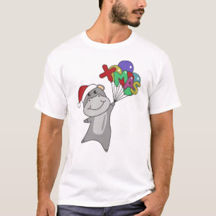 T-shirt Hippo Joyeux Noël Animaux d'hiver Hippopotames