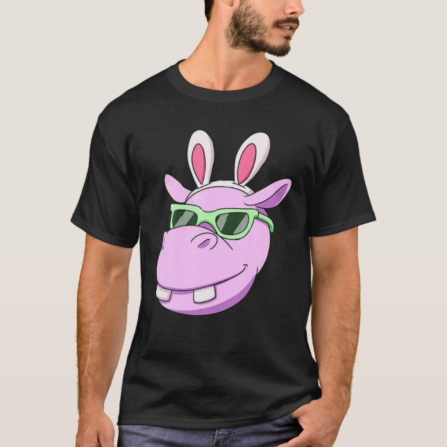 T-shirt Hippo Lapin de Pâques Rabbit oreilles lunettes de  (Devant)