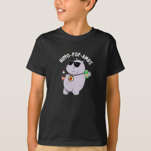 T-shirt Hippo-pop-amus Funny Hippo Soda Pun Pop Dark BG