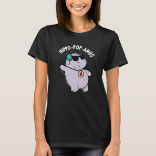T-shirt Hippo-pop-amus Funny Pop Music Hippo Pun Dark BG