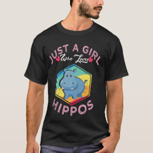 T-shirt Hippo Rétro Juste Une Fille Qui Aime Les Amateurs