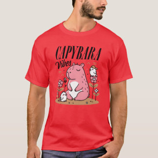 T-shirt Hippo rose Whimsical avec Floral Friends garçon