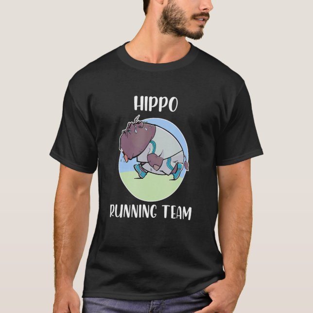 T-shirt Hippo Running Team For Fat Slow Runner (Devant)