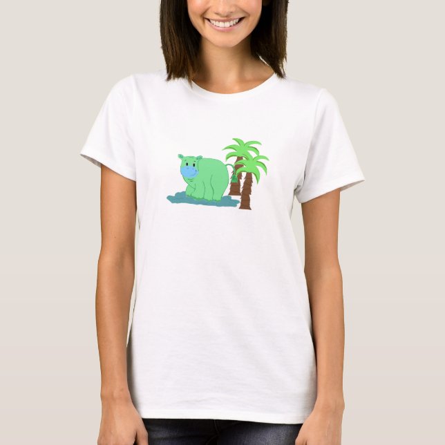 T-shirt Hippo vert dans l'eau (Devant)