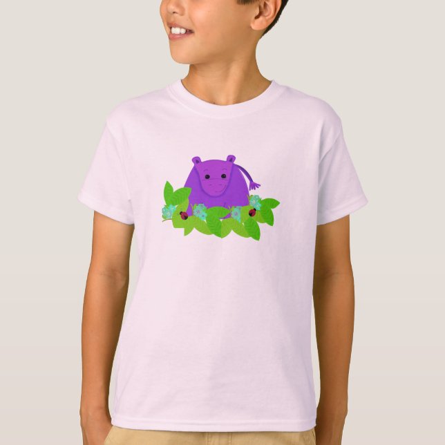 T-shirt Hippo violet avec Ladybugs (Devant)