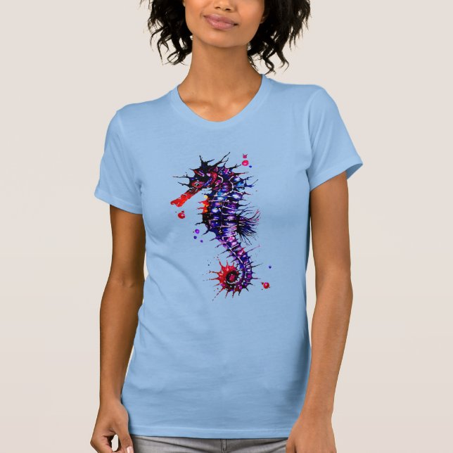 T-shirt Hippocampe Aquarelle Colorée (Devant)