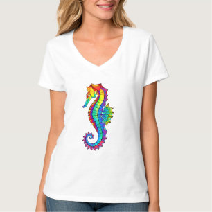 T-shirt Hippocampe polygonal arc-en-ciel