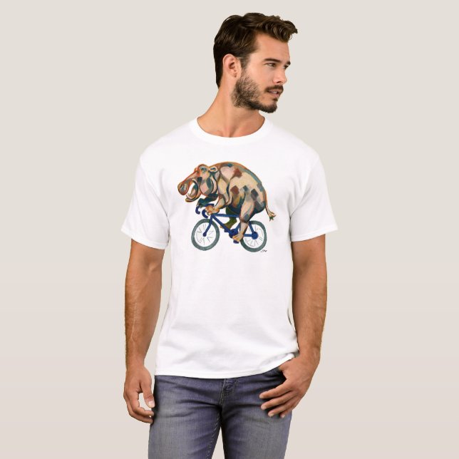 T-shirt Hippopotame à vélo (Devant entier)