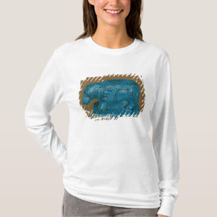 T-shirt Hippopotame bleu avec la décoration noire
