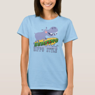 T-shirt Hippopotame de surfer