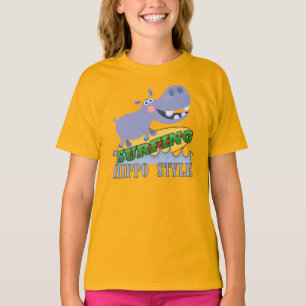 T-shirt Hippopotame de surfer