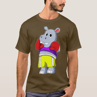 T-shirt Hippopotame en boxeur avec gants de boxe