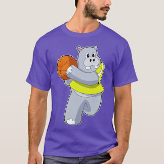 T-shirt Hippopotame en joueur de basket-ball avec ballon d