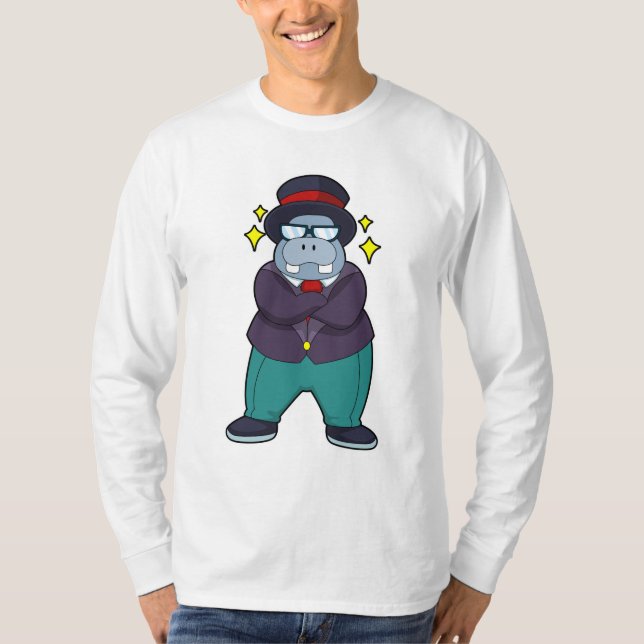 T-shirt Hippopotame en marié avec costume.PNG (Devant)