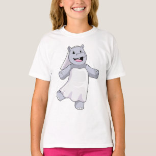 T-shirt Hippopotame en mariée avec voile