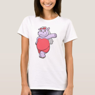 T-shirt Hippopotame en mariée avec voile et nœud