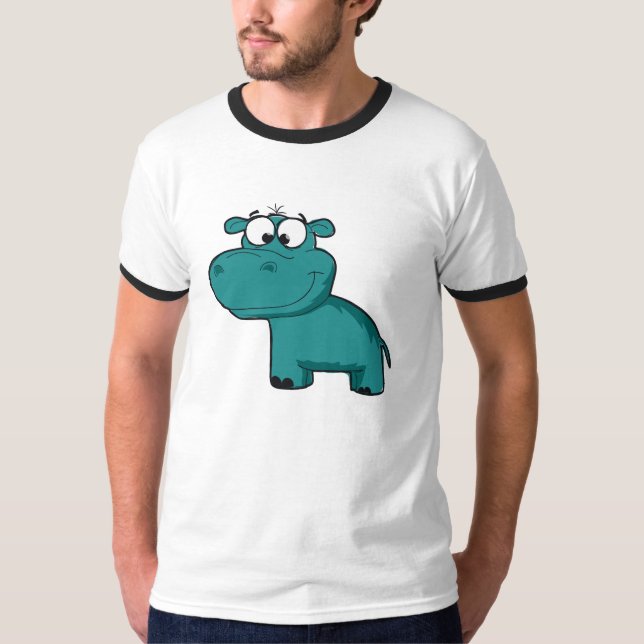 T-shirt Hippopotame heureux bleu (Devant)