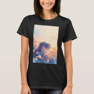 T-shirt Hippopotame heureux dans une prairie de rêve