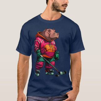 T-shirt hippopotame hockey sur glace
