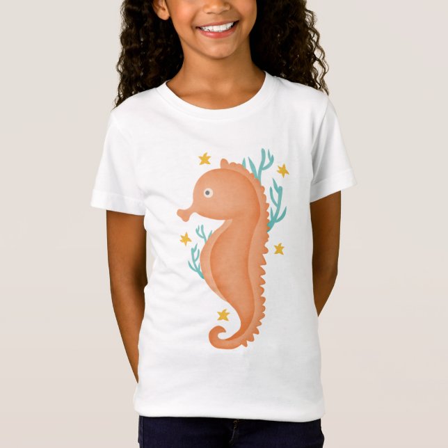T-Shirt Hippopotames avec des étoiles de mer et des plante (Devant)