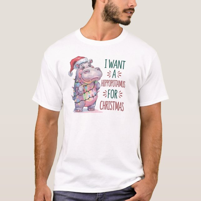T-shirt Hippopotamus de Noël drôle (Devant)