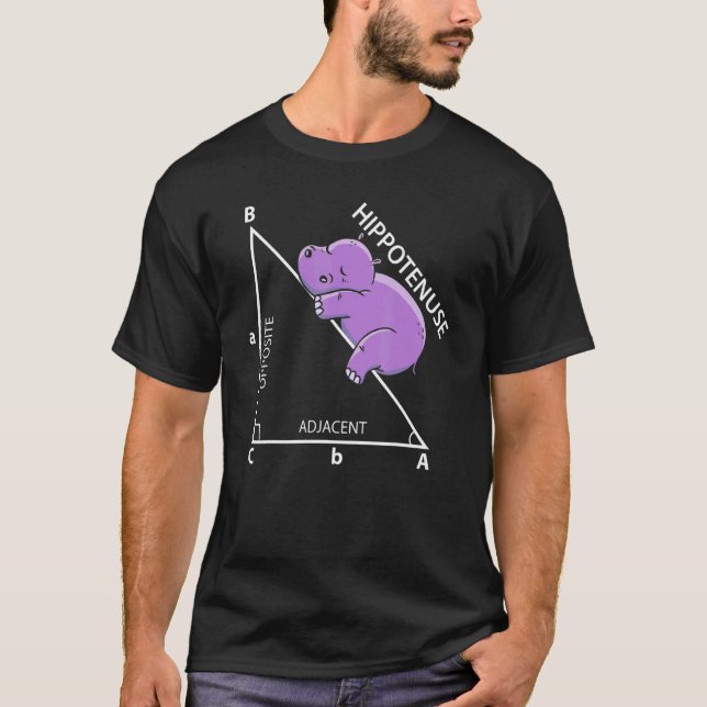 T-shirt Hippotenuse Math Adjacent Opposé Hippopotamus Ma (Devant)