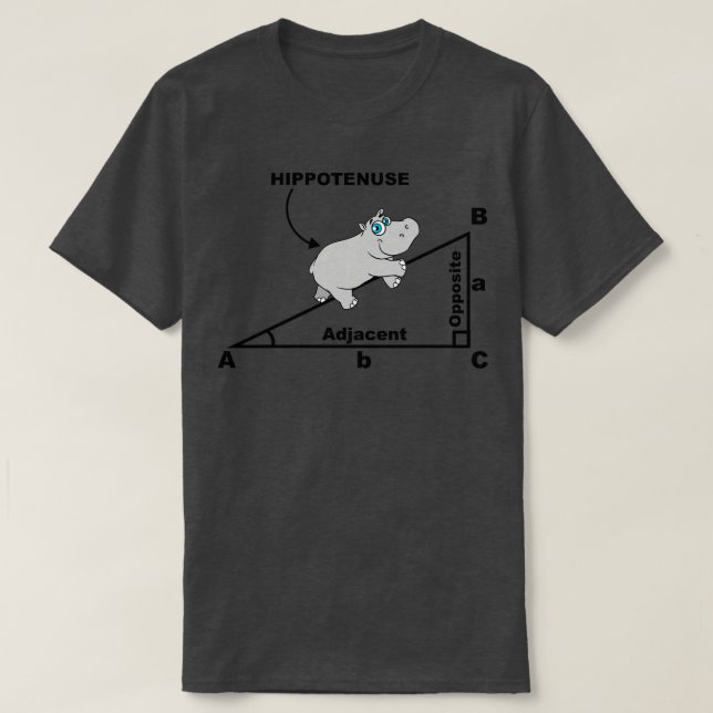 T-shirt HIPPOTENUSE TRIANGLE MATH hippo amoureux (Design devant)