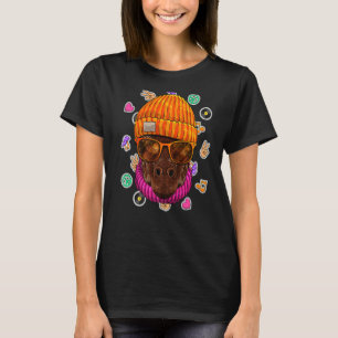 T-shirt Hipster Giraffe Geek Lunettes Nerd Animal Love Pea