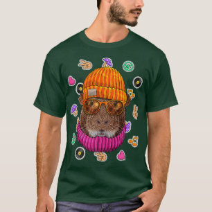 T-shirt Hipster Guinée Cochon Geek Lunettes Nerd Animal Lo