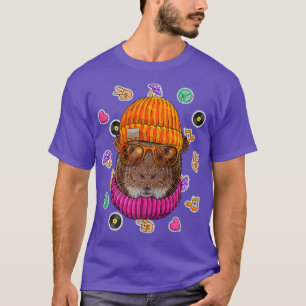 T-shirt Hipster Guinée Cochon Geek Lunettes Nerd Animal Lo