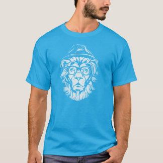 T-shirt Hipster Lion bleu