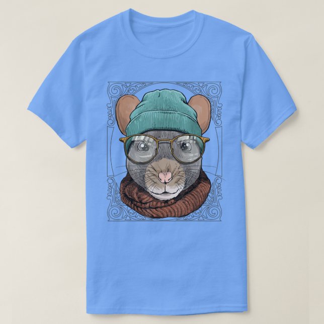 T-shirt Hipster Rat With Glasses Mouse Rodent Lover  (Design devant)
