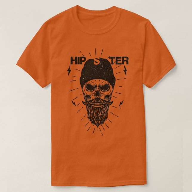 T-shirt Hipster Skull Beanie and Beige (Design devant)